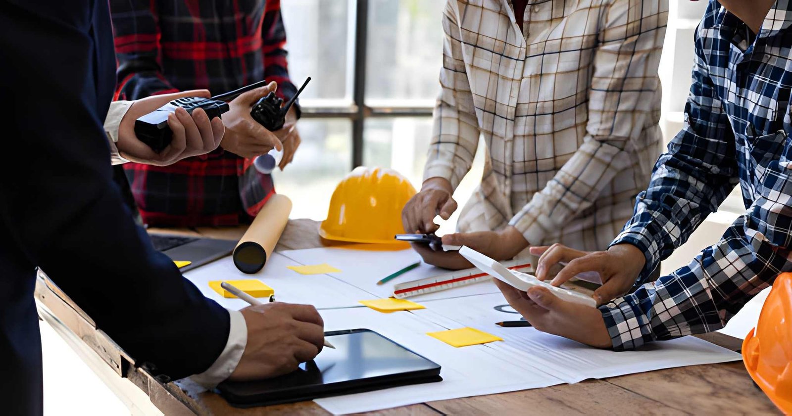 construction planning budget meeting engineers documents