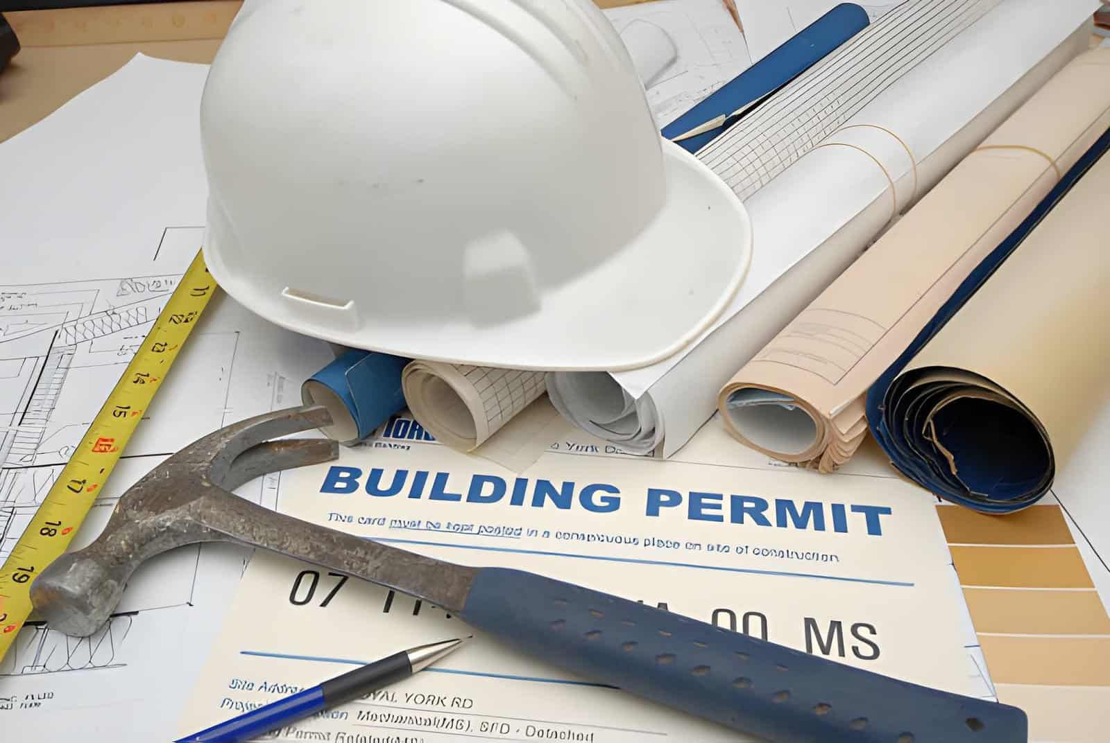 construction permits paperwork desk planning